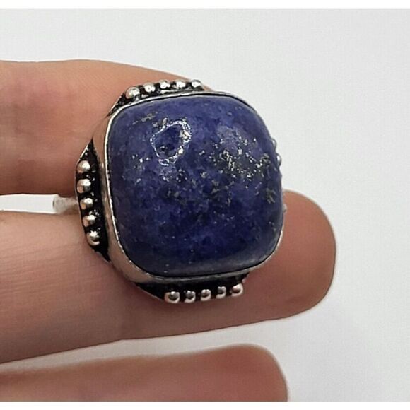 Bohemian Lapis  Square Ring sz 10 - Picture 3 of 7